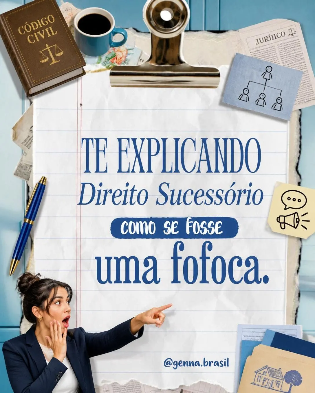 Direito Sucessório explicado como fofoca — slide 1 de 4