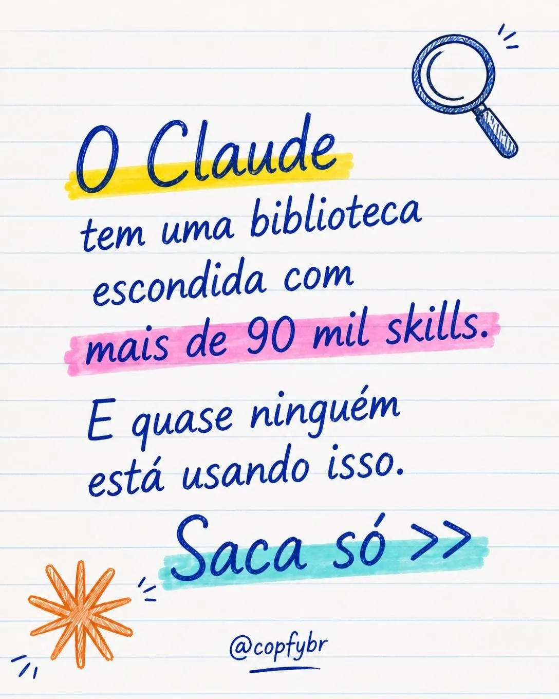 Skills no Claude: o segredo dos 90 mil — slide 1 de 9